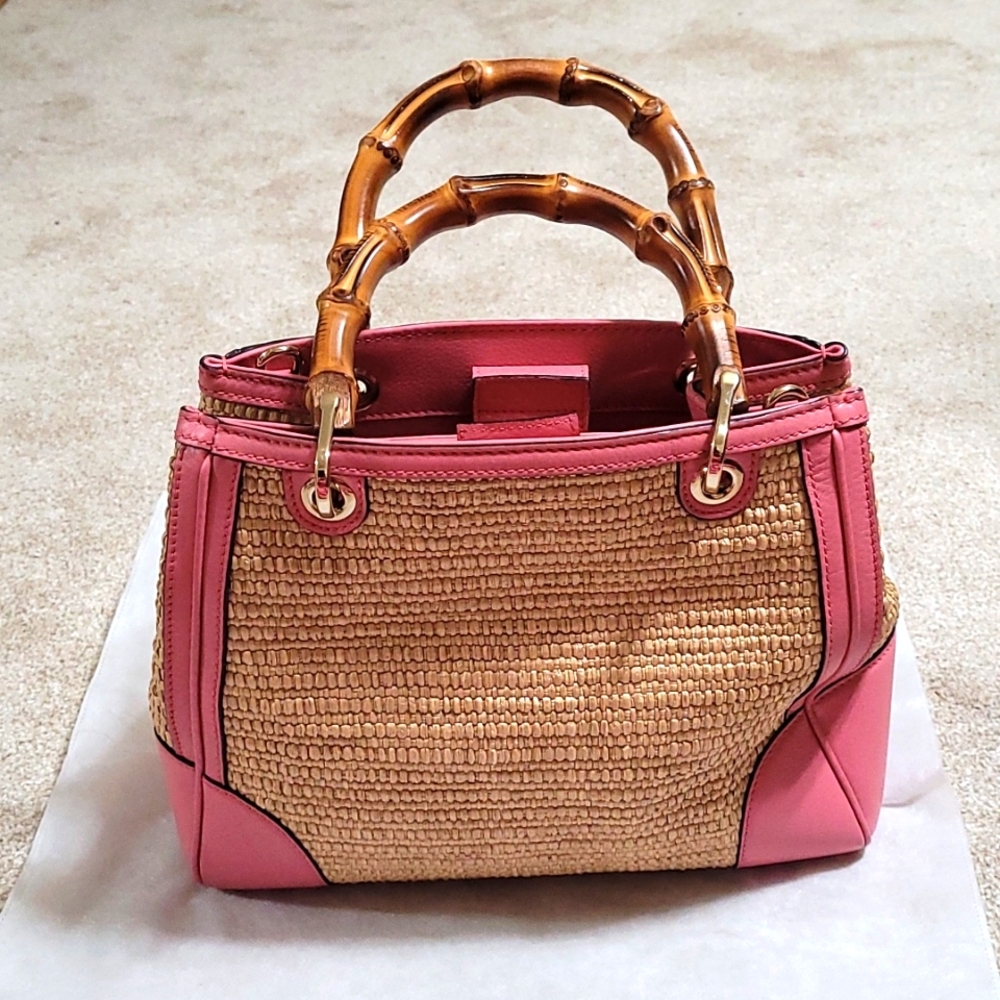 GUCCI  BAMBOO STRAW BAG - Picture 2 of 11
